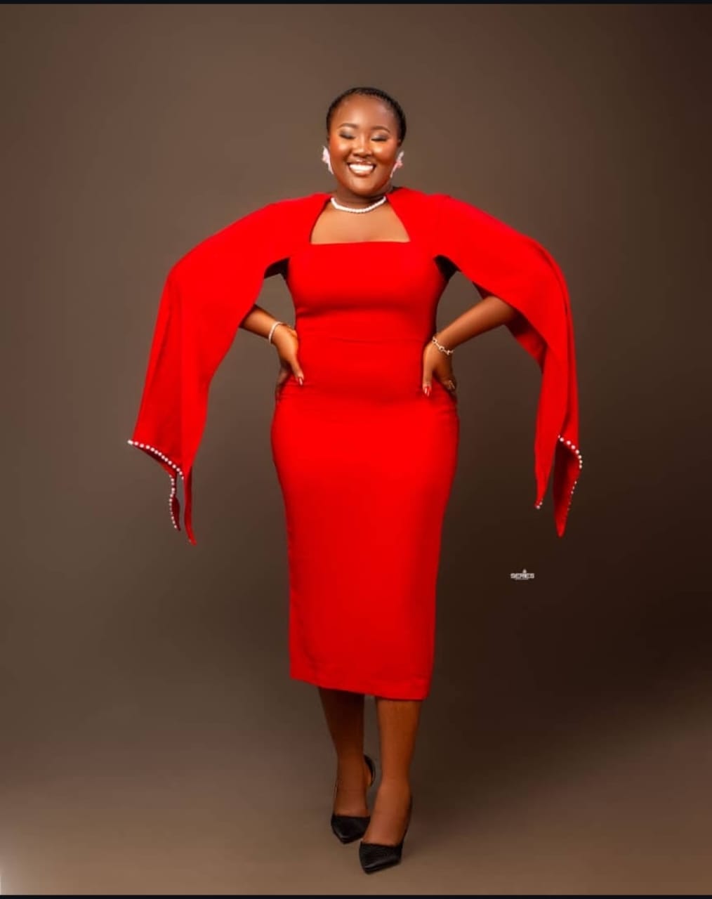 Crimson Cape — TimLiz Luxe evening outfit